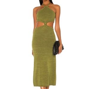 BNWT olive knit halter Cameron Cult Gaia midi dress
